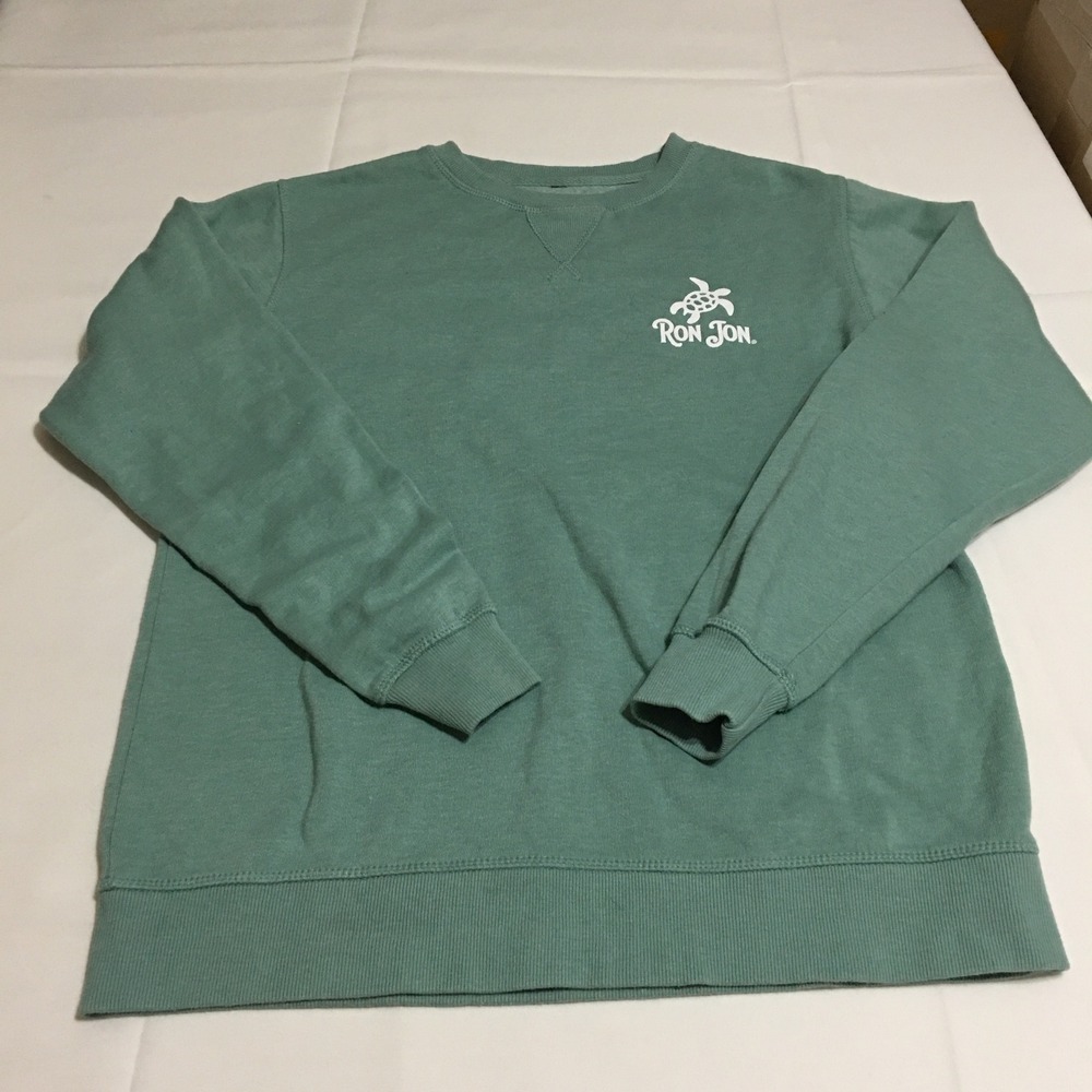 Ron Jon Surf Shop Sweatshirt Small Green Cocoa Beach Sea Turtle Crewneck